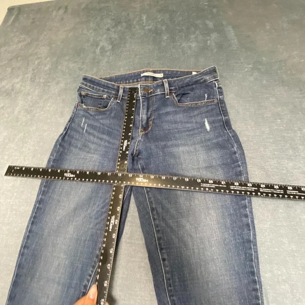 Levi's 711 Jeans Mens 31 Blue Denim Medium Wash Distressed Mid Rise Straight Leg